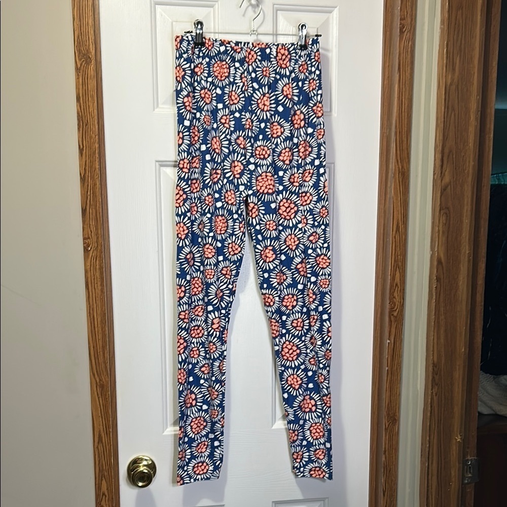 Agnes & Dora Floral Leggings - Blue and Orange
